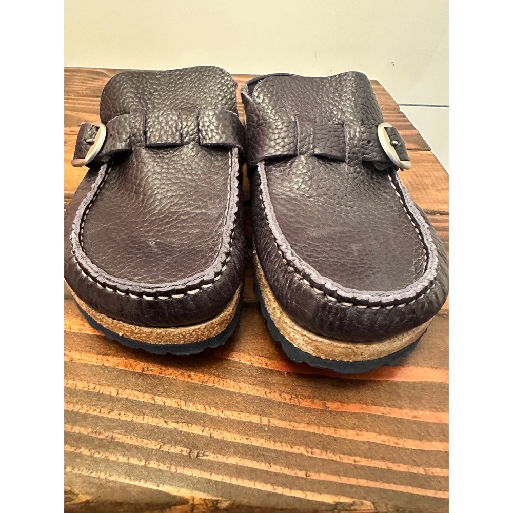 Birkenstock Buckley Navy Blue Pebbled Leather Moccasin Clogs Womens 39 Gorpcore